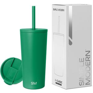 Simple Modern Insulated Tumbler with Lid and Straw | Iced Coffee Cup Reusable Stainless Steel Water Bottle Travel Mug | Gifts for Women Men Her Him | Classic Collection | 24oz | Kelly Green