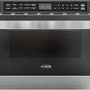 KoolMore 24 Inch Stainless-Steel Microwave Drawer with 1.2 cu. ft. Capacity, 1000W Power with 10 Custom Cooking Levels, Memory, and Timer Functions, Wall-Mounted with Flat Bottom (KM-MD-1SS)