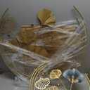 CDDUOLA 3D Room Wall Decor, Handmade Art Metal Round Golden Ginkgo Leaf Decorative Wall Sculpture for Home Living Room And Bedroom, 2 Pack