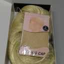 ATAYEA Blonde Wig with Bangs Short Wavy Wigs for Women Golden Blonde Curly Shoulder Length Bob Wig Synthetic fiber Wigs for Daily Party Use (14 Inch)