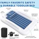 Inflatable Toddler Travel Bed - 60 Inches Portable Toddler Bed for Travel with Safety Sides - Cozy Kids Air Mattress Set with Built-in Electric Pump & Carry Case- Easy to Inflate - Sea Blue