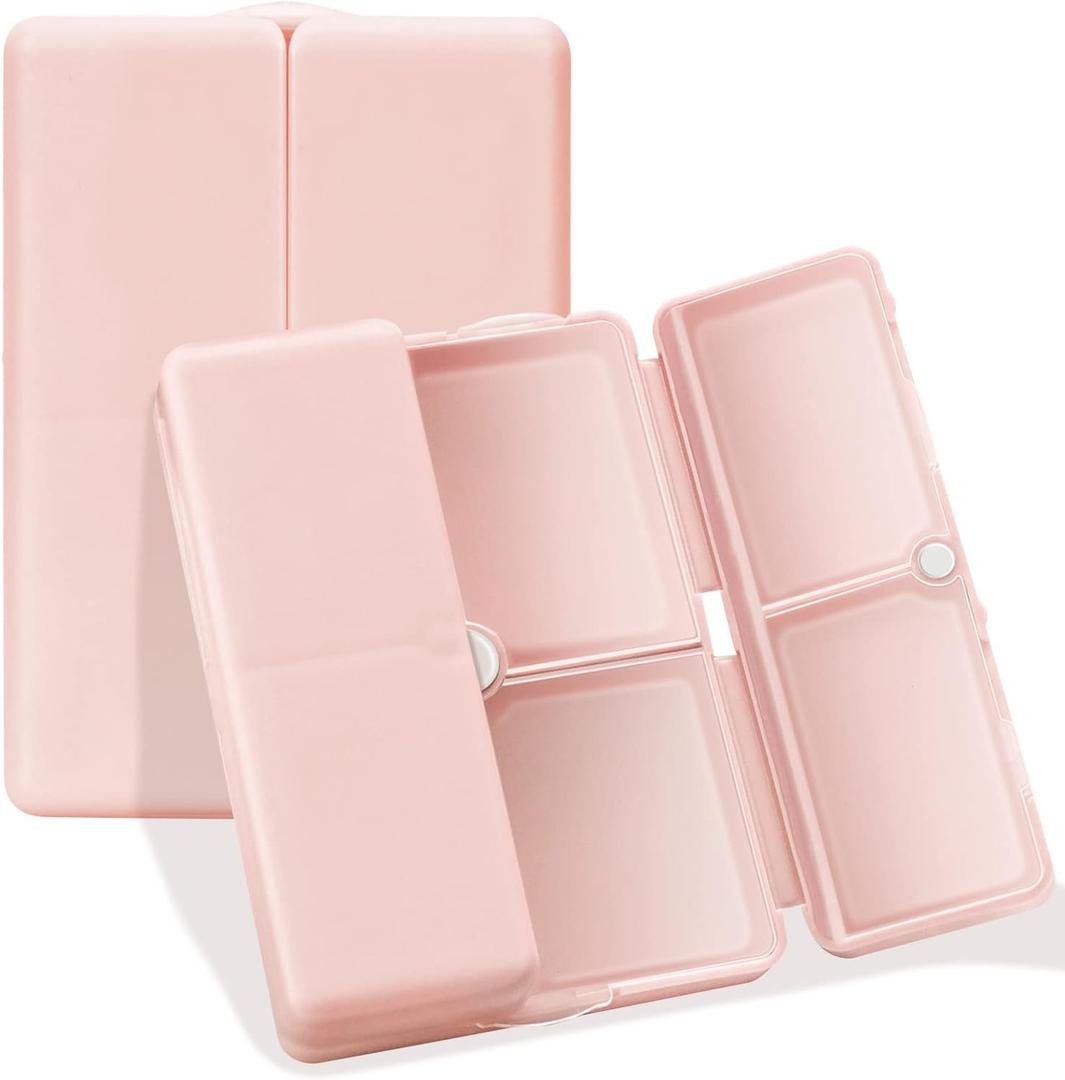 FYY Daily Pill Organizer, 7 Compartments Portable Pill Case Travel Pill Organizer,[Folding Design] Pill Box for Purse Pocket to Hold Vitamins,Cod Liver Oil,Supplements and Medication-Pink (Small (1 Piece))