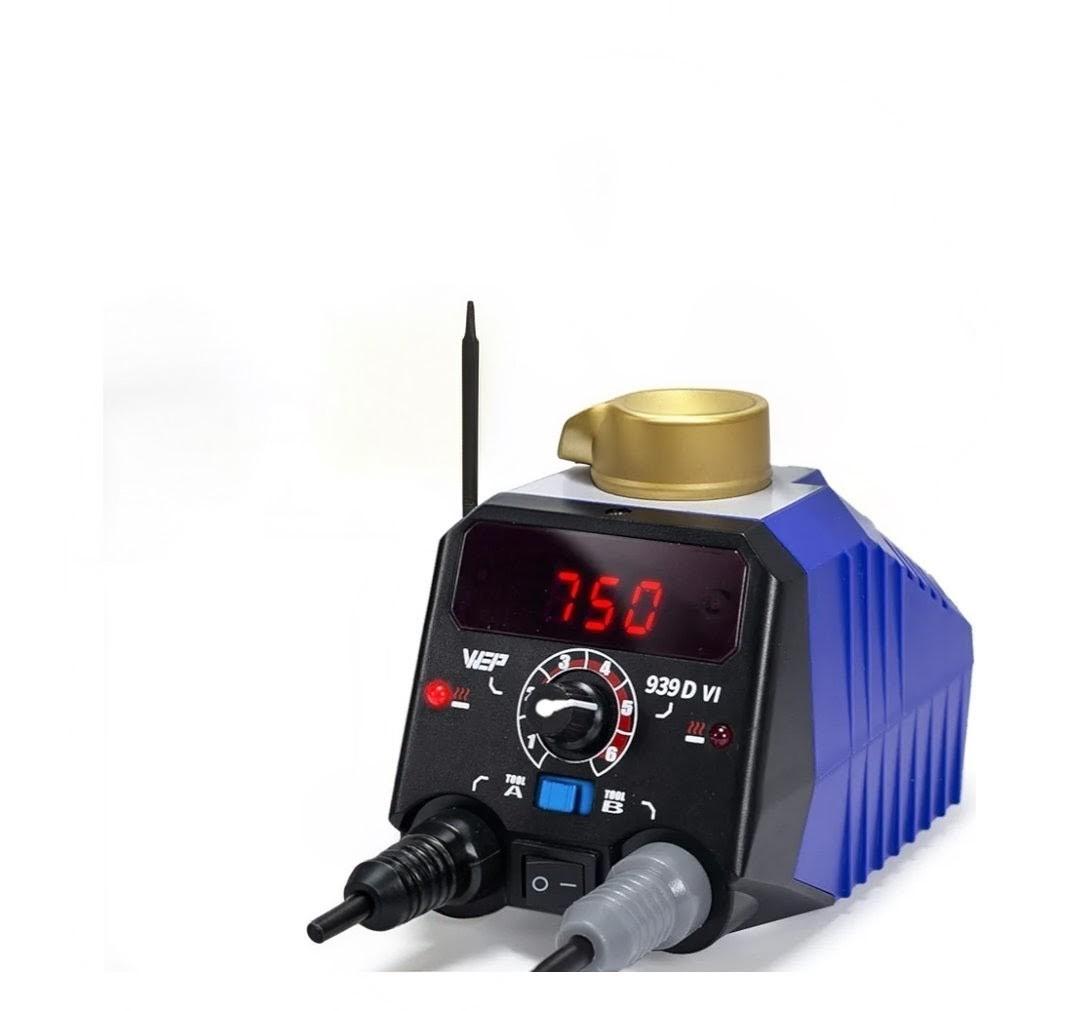 WEP 939D-VI Dual Pen Wood Burning Kit 250-750℃/482-1382℉ A/B Toggle Wood Burning Tool with 2 Detachable Pens, 20 Wood burner Tips, Dual-Barrel Holder. Suitable for Pyrography, Leather Burning Kit