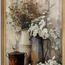 Framed Rustic Farmhouse Daisy Canvas Wall Art Vintage Country Flower Painting Picture Wall Decor Daisy Flowers and Watering Can Poster Print for Living Room Bathroom Home Decoration 8x10in