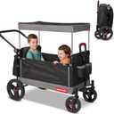 Radio Flyer Wagon for Kids, Baby Stroller, Outside Toys for Toddlers 1-3, Rolling Cart, Beach Cart with Wheels, Trav'ler Stroller Wagon with Protective Cover, for Ages 1+ Years (Black)