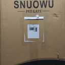 Full Metal Freestanding Dog Gate with Door, 32''Height Foldable Pet Dog Fence for Indoor & Outdoor, 4 Panels Extra Wide Free Standing TallDog Gates for Doorways,House,Stairs,Porch,Deck,Yard (White)