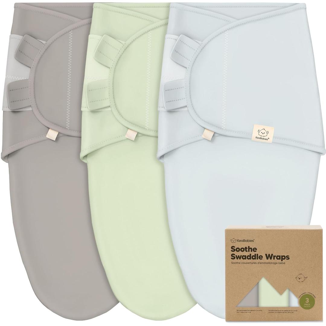 3-Pack Organic Baby Swaddle Sleep Sacks - Swaddles for Newborns, Infant 0-3 Months, Baby Girls, Boys, Soft & Snug Newborn Sleep Sack, Nursery Swaddling Blankets (Ripple, OS)