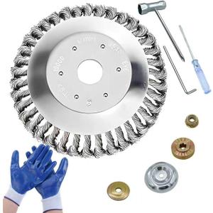 8-inch Metal Wire herbicide Blade, Used for Rust Removal, Moss and Weed Removal, Metal Wire herbicide Head for Removing Non Fragile Paving Stones, with Universal Adapter kit