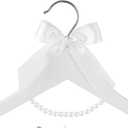 Bridal Dress Hanger Solid Wood Dress Hangers Mrs Letter Hanger Wedding Gift (Silver White Hangers and Pearls)