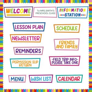 Zhanmai 52 Pieces Preschool Welcome Bulletin Board Set Back to School Cutouts Decor Brightly Colored Welcome Classroom Bulletin Board for School Chalkboard Wall Door Decor Supplies