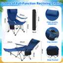 Yuntau 2 Set Reclining Beach Chairs with UPF 50+ Umbrellas, Upgraded Heavy Duty Portable Folding Lounge Camping Chair with Removable Footrest & Headrest for Outdoor Fishing Patio(Blue)
