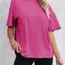 EVALESS Womens Fashion Summer Tops 2025 Crewneck Short Sleeve T Shirts (M)