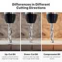 Up&Down Compression Cut Spiral Router Bit for CNC, 1/4 inch Cutting Diameter and 1 inch Cutting Length 1/4 inch Shank Carbide End Mill for Slot Cut Carving Engraving Grinding Grooving