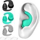 Swimming Ear Plugs for Adults,3 Pairs Waterproof Reusable Silicone Swim Earplugs for Swimming Surfing Snorkeling Showering and Water Pool,Beach,Ocean (Adults & Teens 14+)