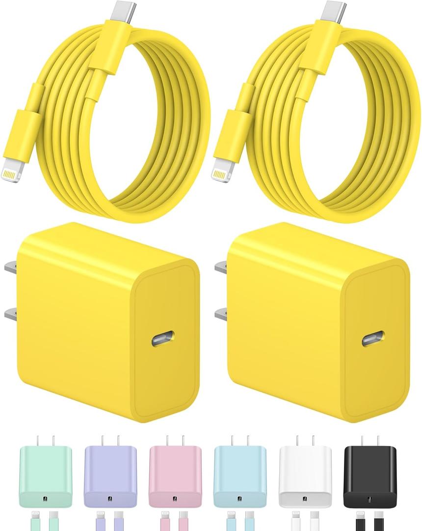 iPhone Charger Fast Charging USB C Charger Block Type C Charging iPad Chargers with 6FT C Chargers Cord Compatible with iPhone14/14 Pro Max/13/13Pro/12/12 Pro/11,iPad(Yellow)