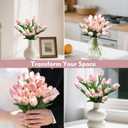 Artificial Tulips - 16 Light Pink Real Touch Flowers for Home Wedding Mothers Day Easter Valentine's Day Decoration