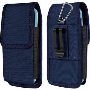 ACCKUO Phone Holster for Belt with Metal Clip and Magnetic Closure Compatible with iPhone 17/16/15/14/13/12 Pro and Non-Pro, Galaxy S26 S25 S24 S23 S22 for Everyday Protection, M-Blue
