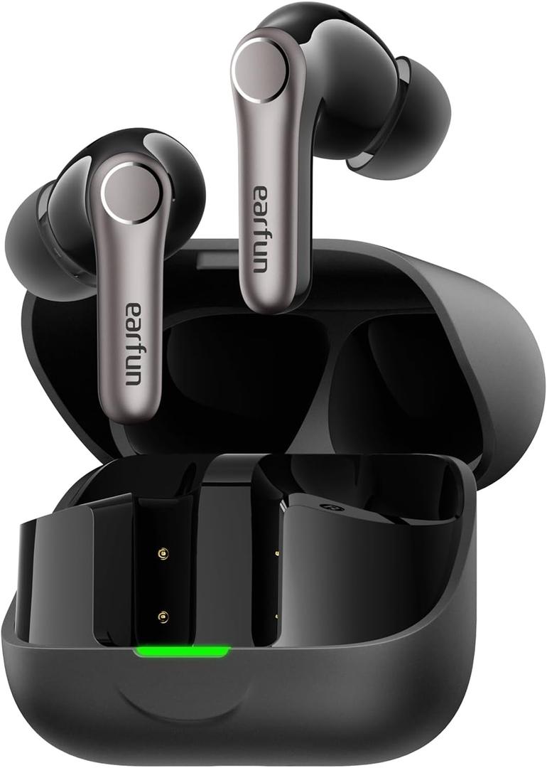 EarFun Air Pro 4+ Adaptive Noise Cancelling Wireless Earbuds, Qualcomm aptX Lossless, Dual Drivers, Translation Earbuds, Snapdragon Sound, 6 Mics AI Clear Calls, Hi-Res Sound, LDAC, Bluetooth 6.0, 54H (Black)