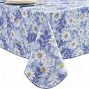 Pioggia Vinyl Tablecloth with Flannel Backed Rectangle Waterproof Oil-Proof PVC Table Cloth Wipeable Spill-Proof Plastic Table Cover for Indoor and Outdoor, 84" x 60" 