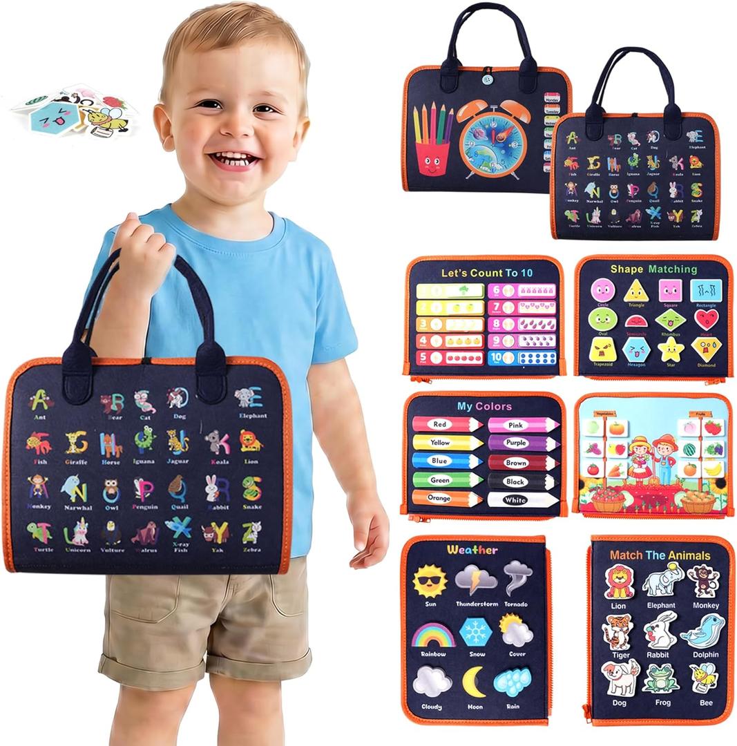 Toddler Busy Board Montessori Toys: for Toddlers 1-3 Year Old Educational Activity Book Sensory Board Travel Toy Ages 3-4 3-5 Learning Fine Motor Skills Preschool Quiet Book Gift for Boys Girls Kids