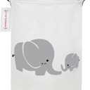 QUEENLALA Large Storage Basket,Laundry Hamper/Bathroom/Home Decor/Collapsible Round Storage Bin,Boys and Girls Hamper/Boxes/Clothing(Parent-child elephant)