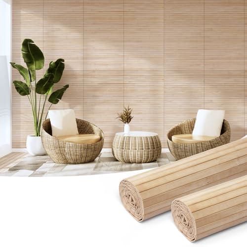 Art3d Natural Bamboo Wall Panel for Interior Wall Decor, Renewable Pole Wrap Wainscoting Paneling for Wall Ceiling Furniture Cabinet Office, 12 x 96 Inch, 2-Pack - Carbonized