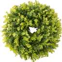 Summer Wreaths for Front Door 15" Artificial Boxwood Wreath Spring Door Wreath for Farmhouse Wedding Festival All Season Home Decor