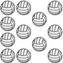 12Pcs Volleyball Patches Iron On, 2inch Rugby Ball Embroidered Appliques Black White Sports Hats Sewing Patch for Clothes Jeans Jacket Backpack DIY Craft