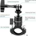 Forevercam Bike Handlebar Mount for Gopro Hero 13/12/11/10/9/8/Insta360/AKASO/DJI Osmo Aluminum Motorcycle Handlebar Mount 360Rotation Ball Head Gimbal