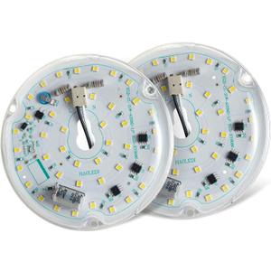 2-Pack 3.94'' 15W LED Ceiling Fan Light Retrofit Kit, Ceiling Light Replacement Panel PCB 6500K 1800LM 120V CRI90 (2-Pack White 6500K)