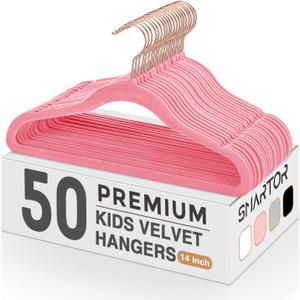 Smartor Premium Baby Hangers Velvet for Closet 50 Pack, 11.8" Durable Kids Felt Hangers Non Slip for Toddler, Baby Clothes Hangers for Childrens on Closet Storage (Rose Gold Hook)- (11 inch)