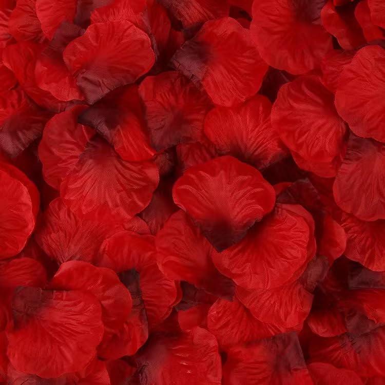 2 x JUPOZOP 2200 PCS Artificial Fake Pink Rose Petals for Wedding, Romantic Night for Her/Him Set, Engagement, Flower Decorations, Event, Party, in Bulk (Dark-Red, 2200pcs)