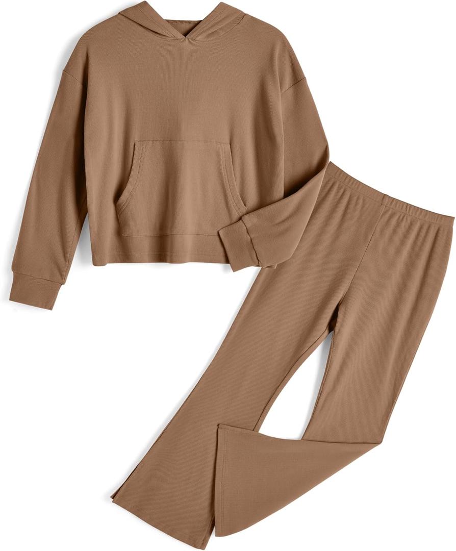 Girls' Clothing Sets 2 Piece Hoodie Long Sleeve Shirts Bell Bottom Cute 2025 Spring Outfits Sweatsuits