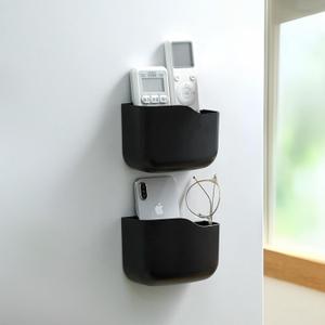 LINFIDITE Adhesive TV Remote Control Holder Wall Mount TV Remote Holder Wall Remote Control Caddy Storage Organizer Universal Controller Stand Box (For 2 Or 3 Remote Controls Black Quantity 2
