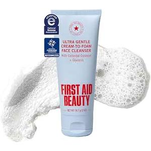 First Aid Beauty Ultra Gentle Cream-to-Foam Facial Cleanser,Makeup Removing Face Wash with Colloidal Oatmeal & Glycerin, Sensitive & Acne-Prone Skin