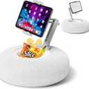 Kindle Pillow Stand Holder with Snack Bowl for Reading in Bed, Cozy Tablet Phone iPad Pillow Stand for Lap Compatible with 4.7"-13" Phone, Tablet, iPad, iPhone, Google, Kindle, Samsung(White)