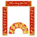 Wollmix Tet Vietnamese Lunar New Year Decorations 2026 Chuc Mung Nam Moi Lien Treo Trang Tri 3 Pieces Banner Red Hanging Couplets with 12 Red Envelopes