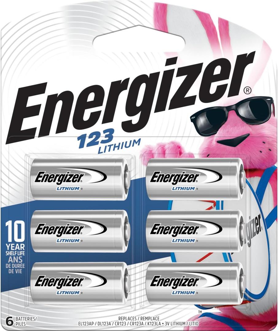 Energizer 123 Lithium Batteries (6 Pack), 3V Photo Batteries
Ready for smart home devices, 123 batteries to power cameras and flashlights, 3V batteries with long shelf life