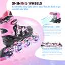 Kuxuan Skates Adjustable Inline Skates for Girls Women with Full Light Up Wheels Outdoor Fun Illuminating Skates for Kids and Adult, Small (Kids 10-12 US), Pink