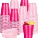 WELLIFE 12 OZ Pink Party Cups - 100 Pack Dual-Pink Cups,Ideal for Spring Gathering Mother's Day Birthday Parties,Girl's Party Princess-Themed Gatherings, Bachelorette Parties, 100PCS