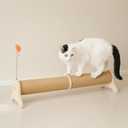 PETKARAY Horizontal Scratching Post, 30" Sisal Cat Scratch Post, Large Cat Scratcher with Spring Toy, Protect Furniture for Indoor Kitten