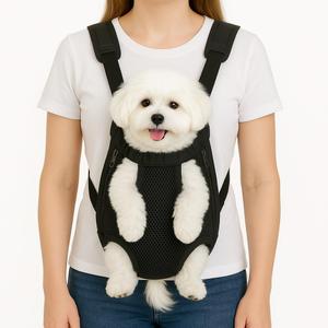 Dog Backpack Carrier, Adjustable Pet Front Carriers, Legs Out Carrying Sling Travel Bag for Small Medium Dogs 7-11 Lbs, Soft Wearable Puppy Chest Carry Backpacks for Walking/Hiking/Camping/Traveling (Black), Size: L