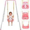 Toddler Swing,3-in-1 Toddler Swing Set with Foldable | Indoor/Outdoor Baby Swing, Multifunctional Swings for Children 6 Months and Older, Easy to Assemble for Backyard Play