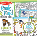 Melissa & Doug Seek & Find Sticker Pad – Animals, 400+ Stickers & 14 Scenes to Color, Search & Find Sticker Activity Pad for Coloring & Matching, Creative Learning Toys for Kids 4+ - FSC Certified