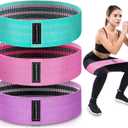Exercise Bands, 3 Levels Fabric Resistance Bands for Working Out, Workout Bands Resistance for Women & Men, Multi-Colored Fabric Booty Bands for Leg Strength Training, Rehab, Yoga (Pink)