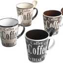 Mr. Coffee Bareggio Mug and Spoon Set, Caf Americano, 8-Piece Mug and Spoon Set (14oz)