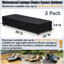 Waterproof Patio Lounge Chair Cover 2 Pack Outdoor Chaise Lounge Covers 600D Weather Resistant Material, UV Protection, Windproof Design Outside Furniture Covers 80" x 28" x 14" H,Black
