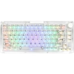 KiiBoom Phantom 81 75% Transparent Mechanical Gaming Keyboard, Hot Swappable Custom Gasket Keyboard with RGB Backlit, Clear Keycap, Rechargeable Battery, Triple Mode for Win/Mac (Phantom 81 V3 Clear)