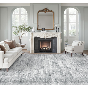 Soalmost 9x12 Area Rugs for Living Room Washable Rug Non-Slip Grey
Large Vintage Stain Resistant Carpet for Dining Bedroom, Low Pile Lightweight Foldable Floor Mat Nursery Home Office Decor