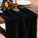 Socomi 2pcs Black Velvet Valentine's Day Table Runner Cloth Decor 20 x 120 Inches 10ft Fabric Luxurious Thanksgiving Wedding Runner for New Year Bridal Shower